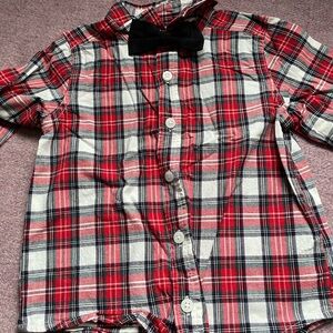 Old Navy Red and Black Plaid Kids Button Down Shirt